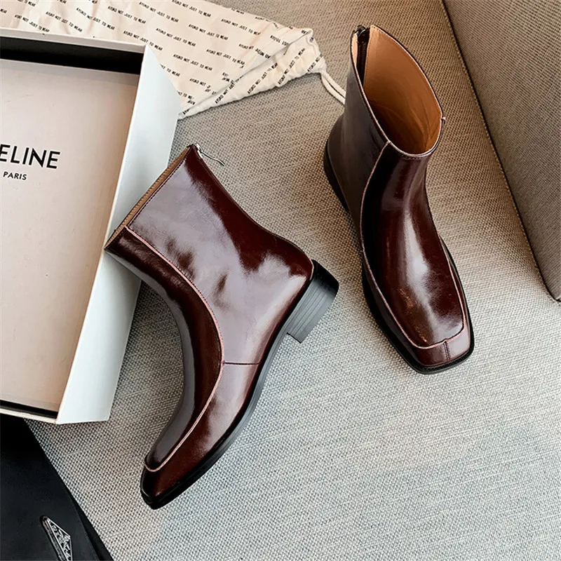 

2022 Autumn Boots Women Low Heel Ankle Boot Female Square Toe Thick Heels Shoes Ladies Fashion Boots Shoe for Women Knight Boots