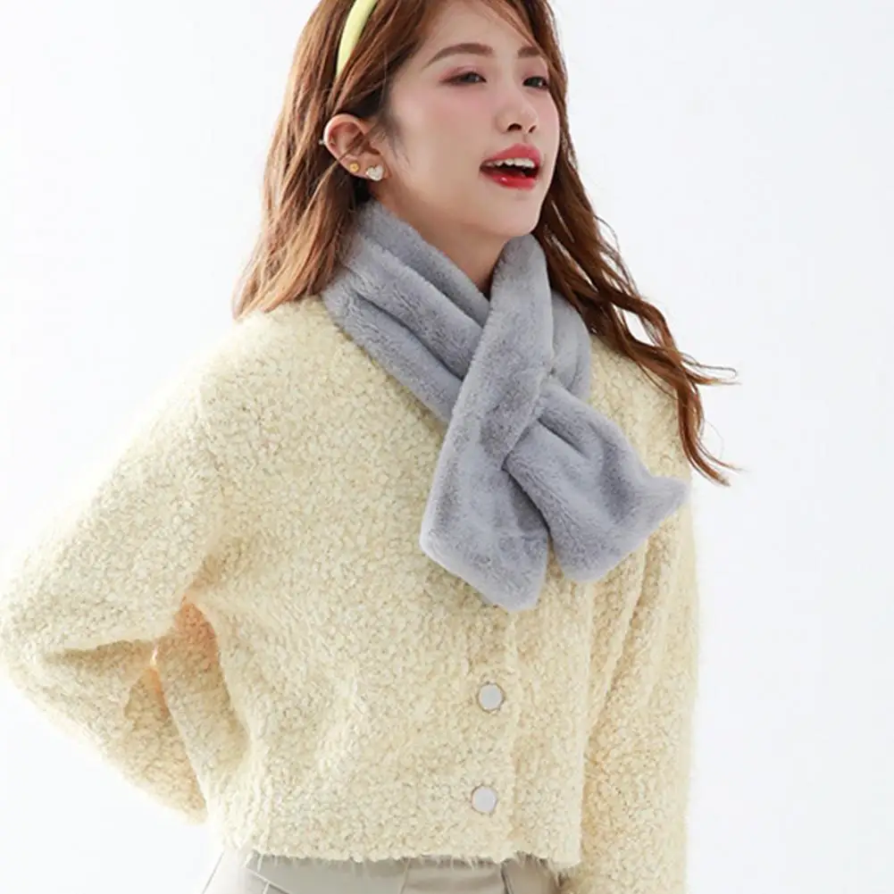 Женский зимний воротник из искусственного кроличьего меха однотонный