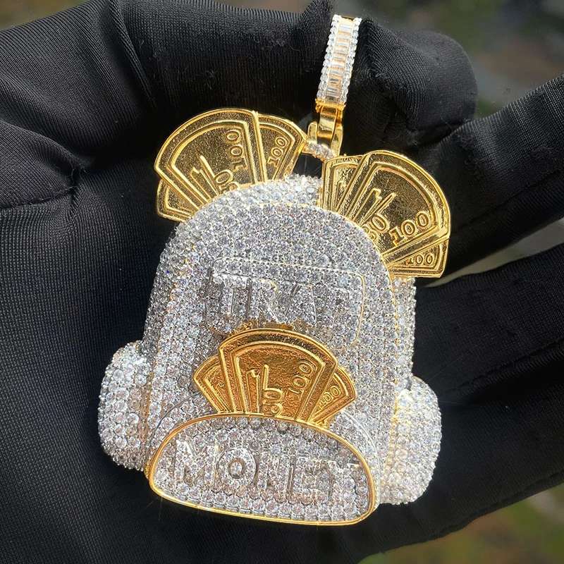 Хип-хоп 5A + CZ Stone Bling Iced Out MONEY Bag TRAP кулон ожерелье для мужчин рэпер ювелирные