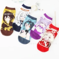 genshin impact game anime socks cartoon character cotton boat socks kids birthday gift random 1 pair cute socks