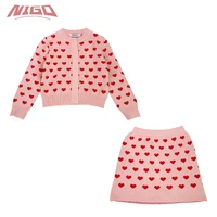 nigo 21ss autumn and winter new girls 3 14 year old knitted jacket cotton skirt clothes coat nigo32359