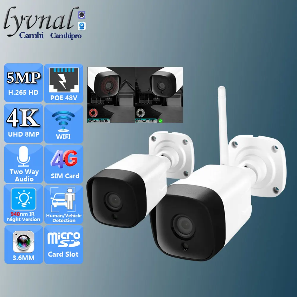 

C-RU So-ny415 8MP 4K Беспроводная безопасность kамера Wi-Fi/3G 4G SIM-карта/POE двустороннее аудио 940nm невидимый ИК-светодиод для улицы 3,6 мм
