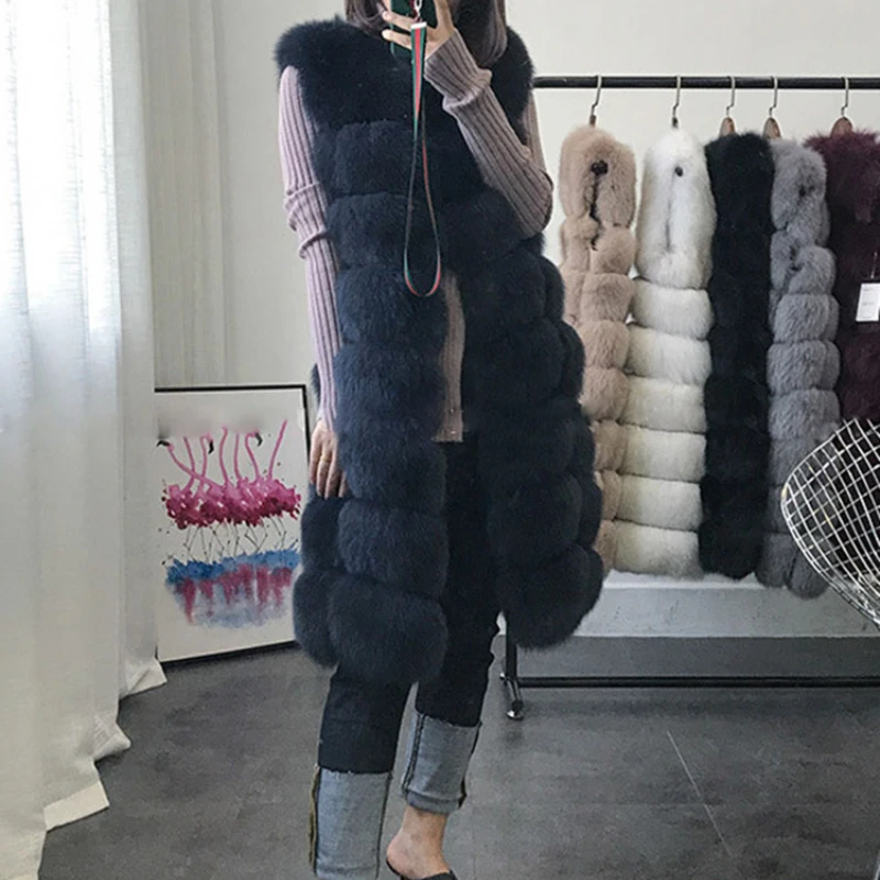 Faux Vest Fur Coat Jacket Artificial Women's Clothing Winter 2022 Fluffy Covered Button Shaggy Sleeveless Outwear