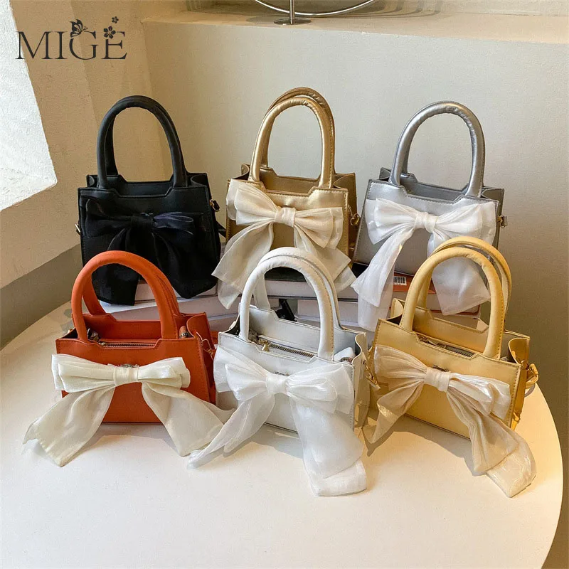 

Summer Mini Small Square Crossbody Bag 2022 Fashion New Quality PU Leather Women's Handbag Big Bowknot Shoulder Messenger Bags
