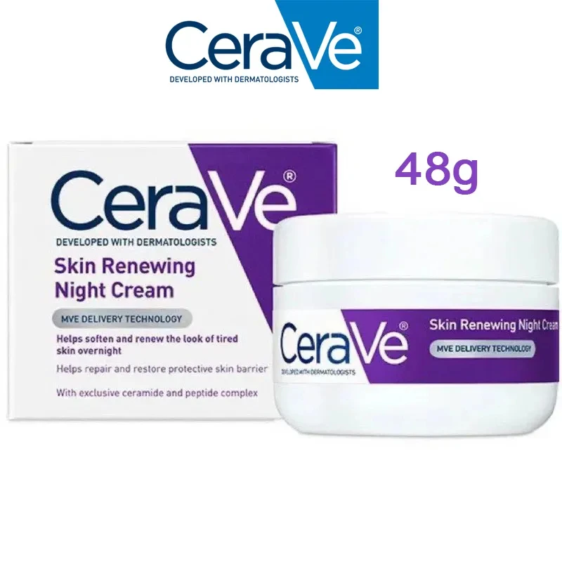 

CeraVe Skin Renewing Night Cream 24 Hours Hydration Nourishing Repair Cream Improve Dull For Normal To Dry Skin 48g