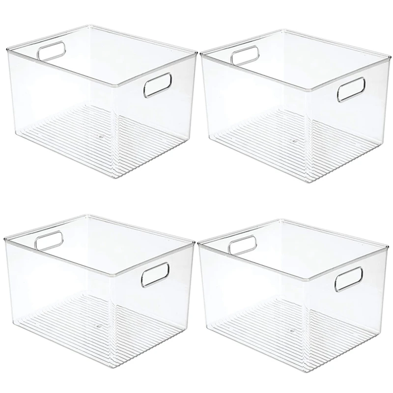 

4Pcs 29X20x15cm Acrylic Transparent Refrigerator Storage Box Desktop Dormitory Bathroom Storage Box