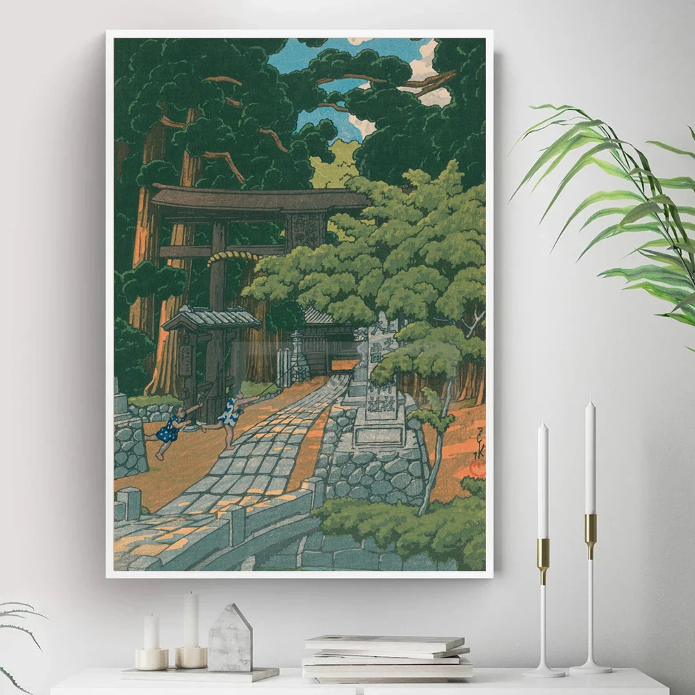 Японский постер Kawase Hasui Works японская архитектура укиё-э принты храм Холст