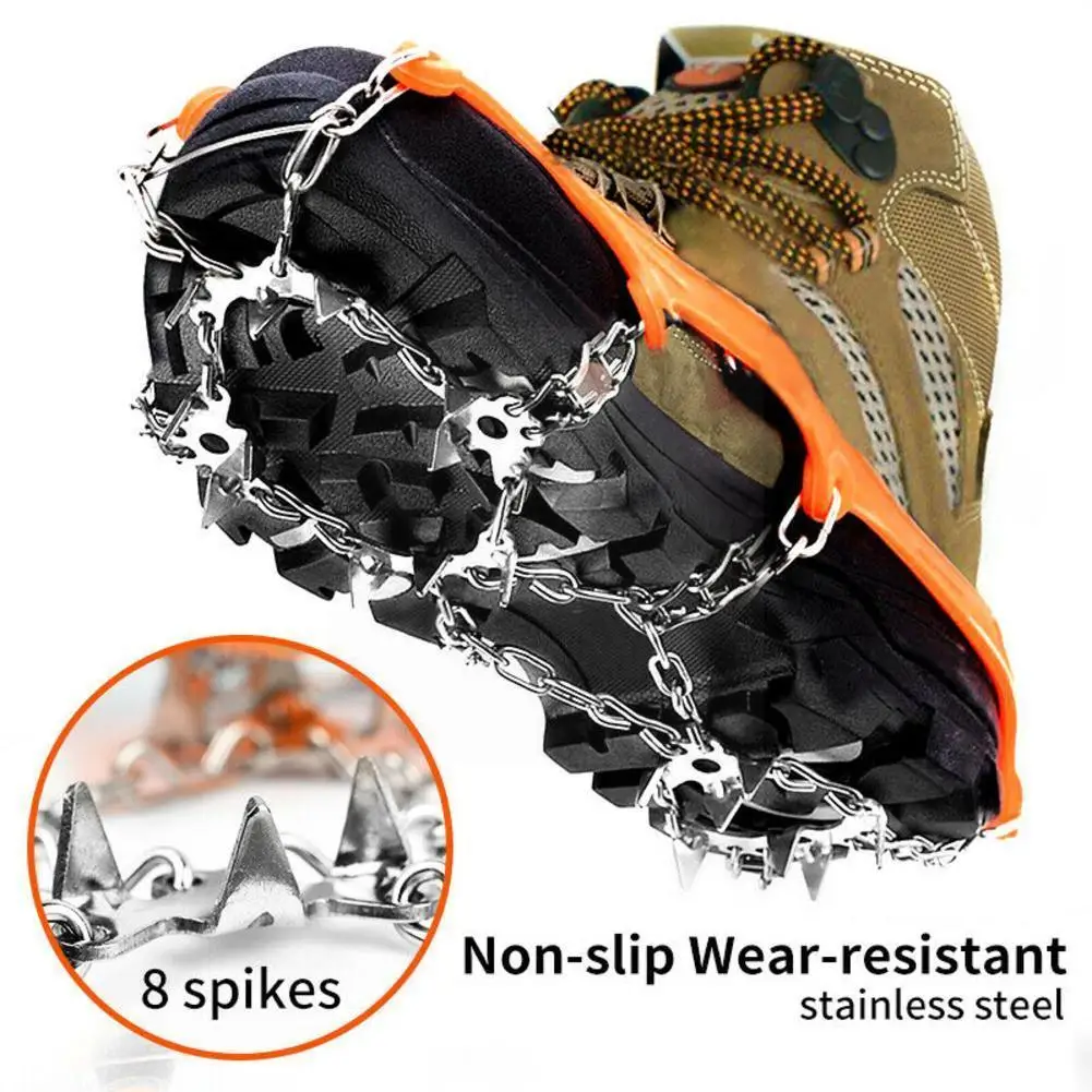 

8teeth Ice Grippers Walking Crampons Ultralight Aluminium Mountaineering Equipment Alloy Crampons F9p4