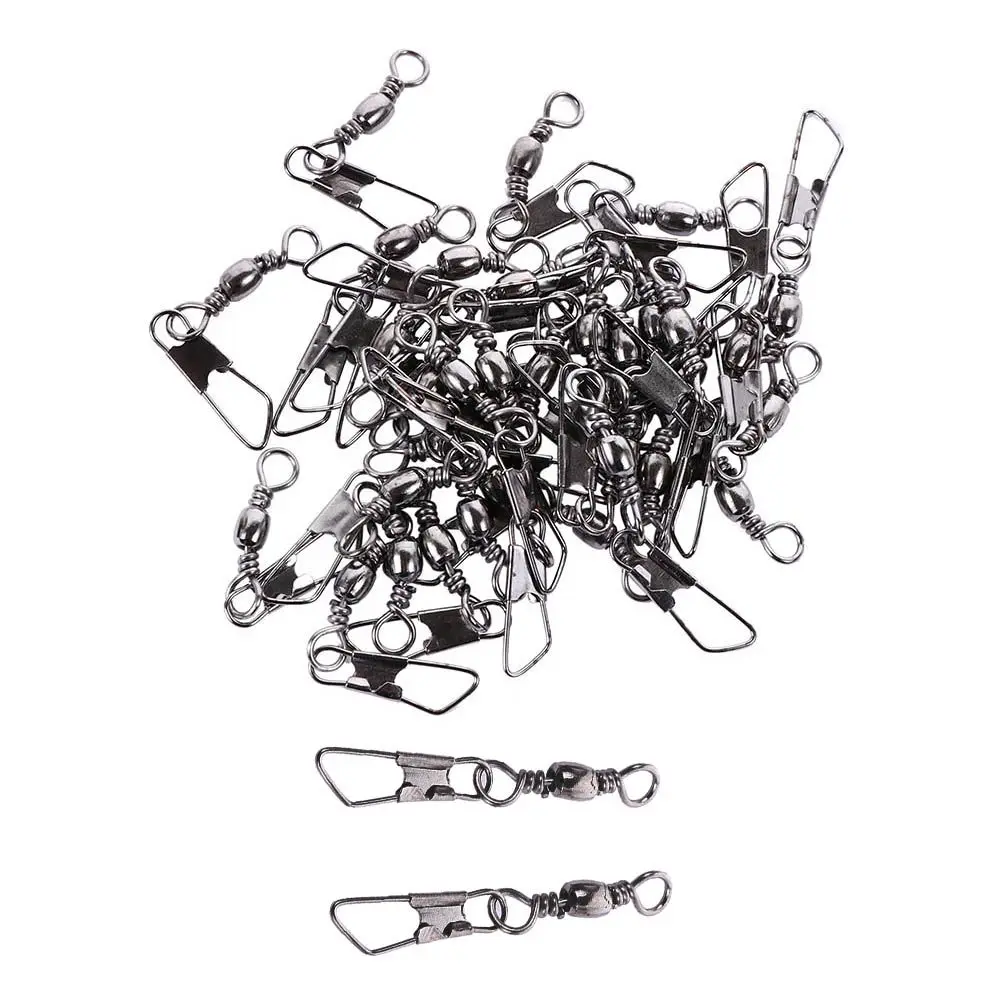 

100pcs/pack Metal With Interlock Tool Tackle Swivels Solid Rings Fishing Pins Hanging Snap Fishing Line Connectors