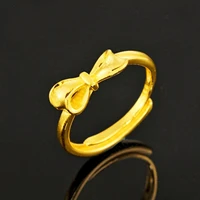 hoyon new bow ring beautiful luxury gold ring female wedding ring real 100 18k gold color jewelry