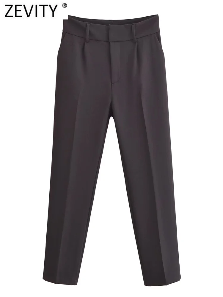 Zevity 2024 женские модные костюмные брюки с высокой талией офисные брюки-карандаш на