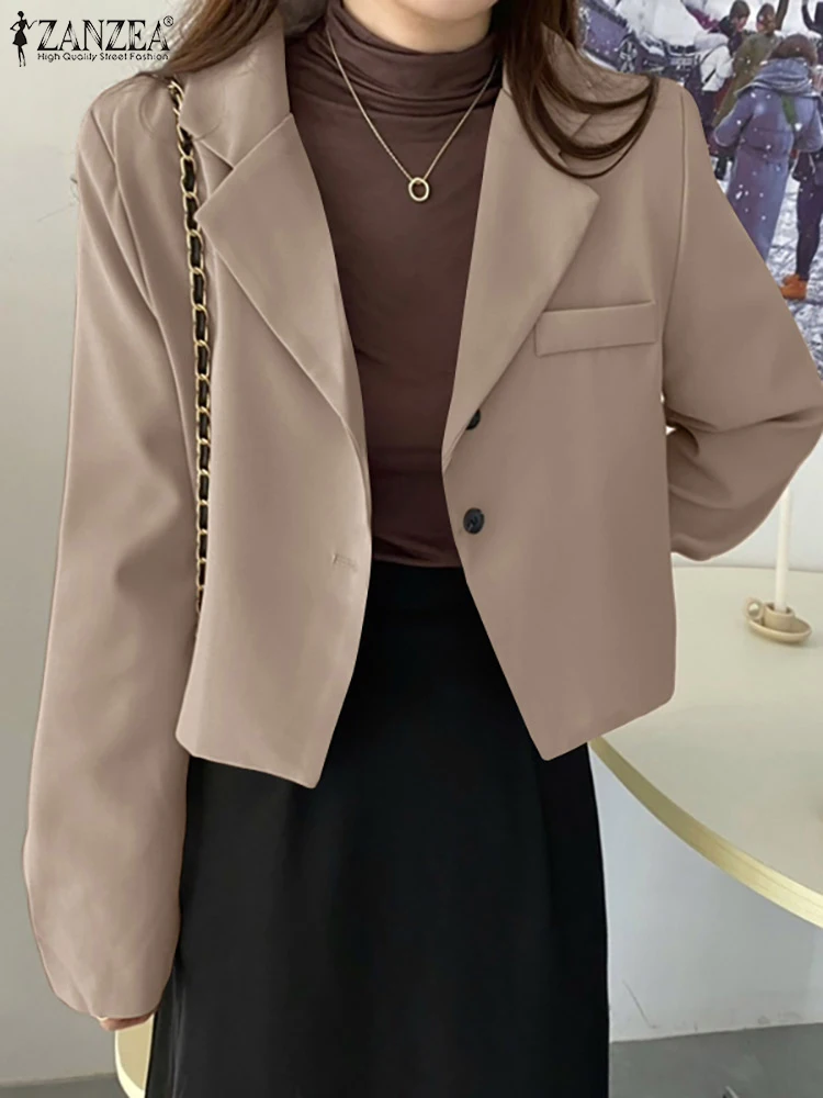 

ZANZEA Spring Lapel Neck Long Sleeve Casual Suits Elegant Korean Fashion Women Blazer Female Thin Coats Tops Solid Work Jackets