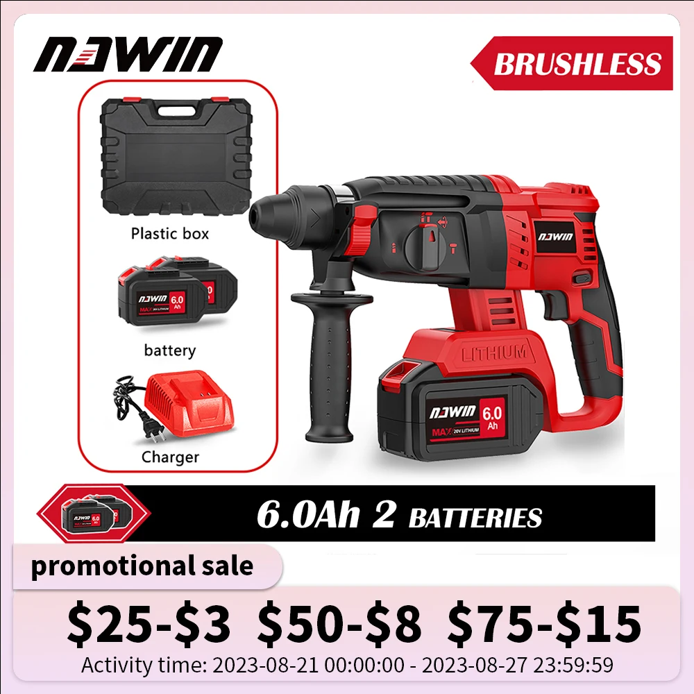 NAWIN Portable Electric Hammer Concrete Drilling Wall Family Decoration Powerful Electric Tool