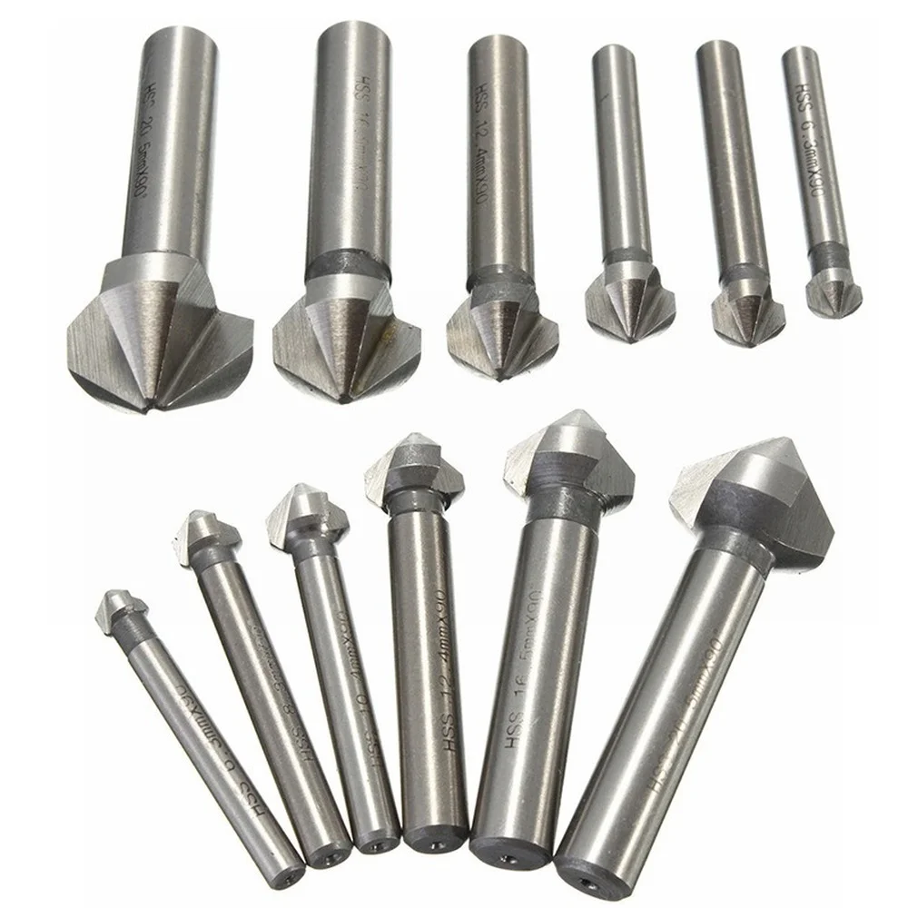 

Round Shank 3 Flute 90 Degree HSS Chamfer Chamfering Cutter End Mill Tool Countersink Drill Bit 6.3-20.5MM Woodworking Tools