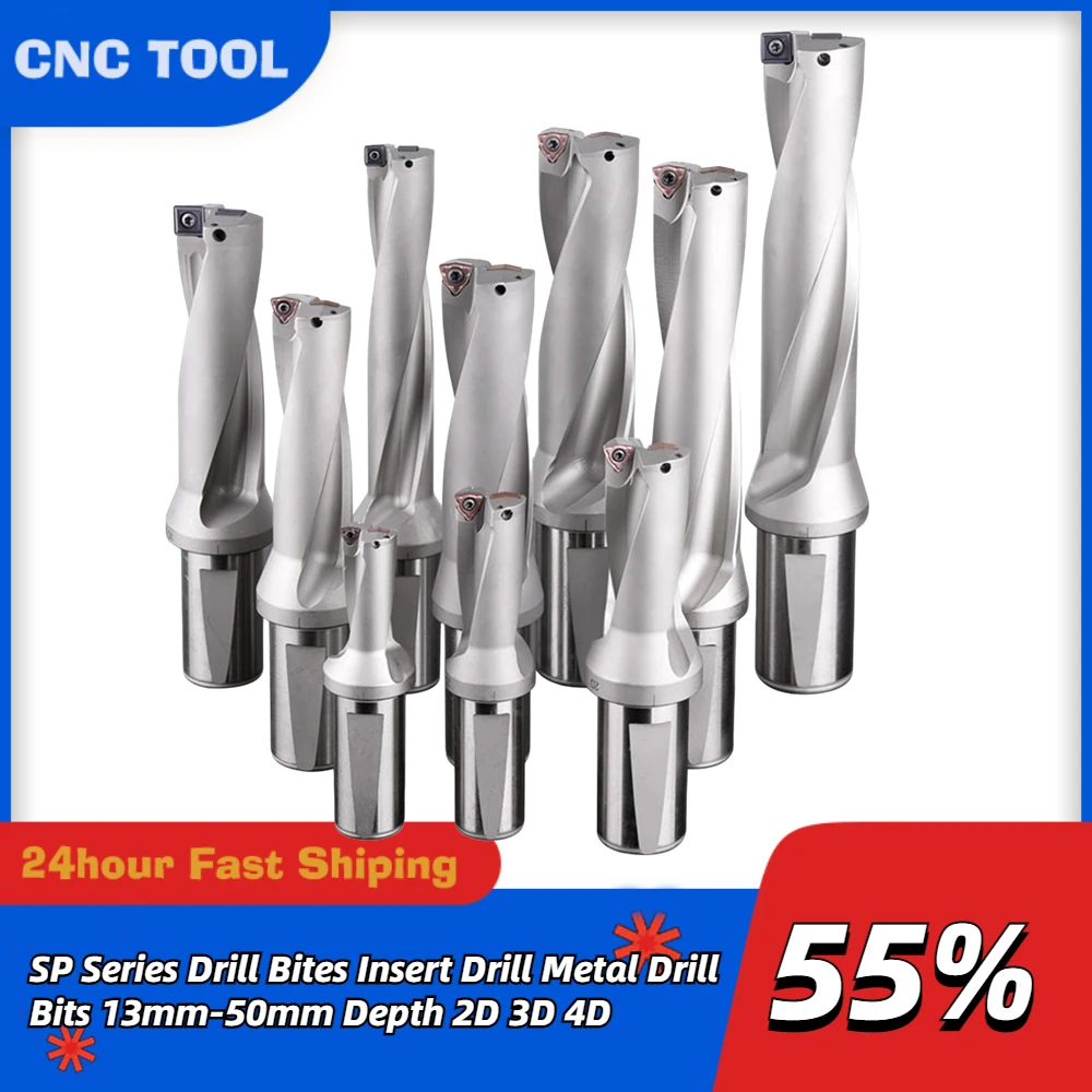 

SP Series Drill Bites Insert Drill Metal Drill Bits 13mm-50mm Depth 2D 3D 4D Indexable U Drill Machinery Lathes CNC Water