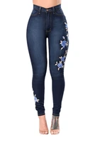 fashion embroidered high waist stretch pencil denim trousers ladies jeans womens clothing