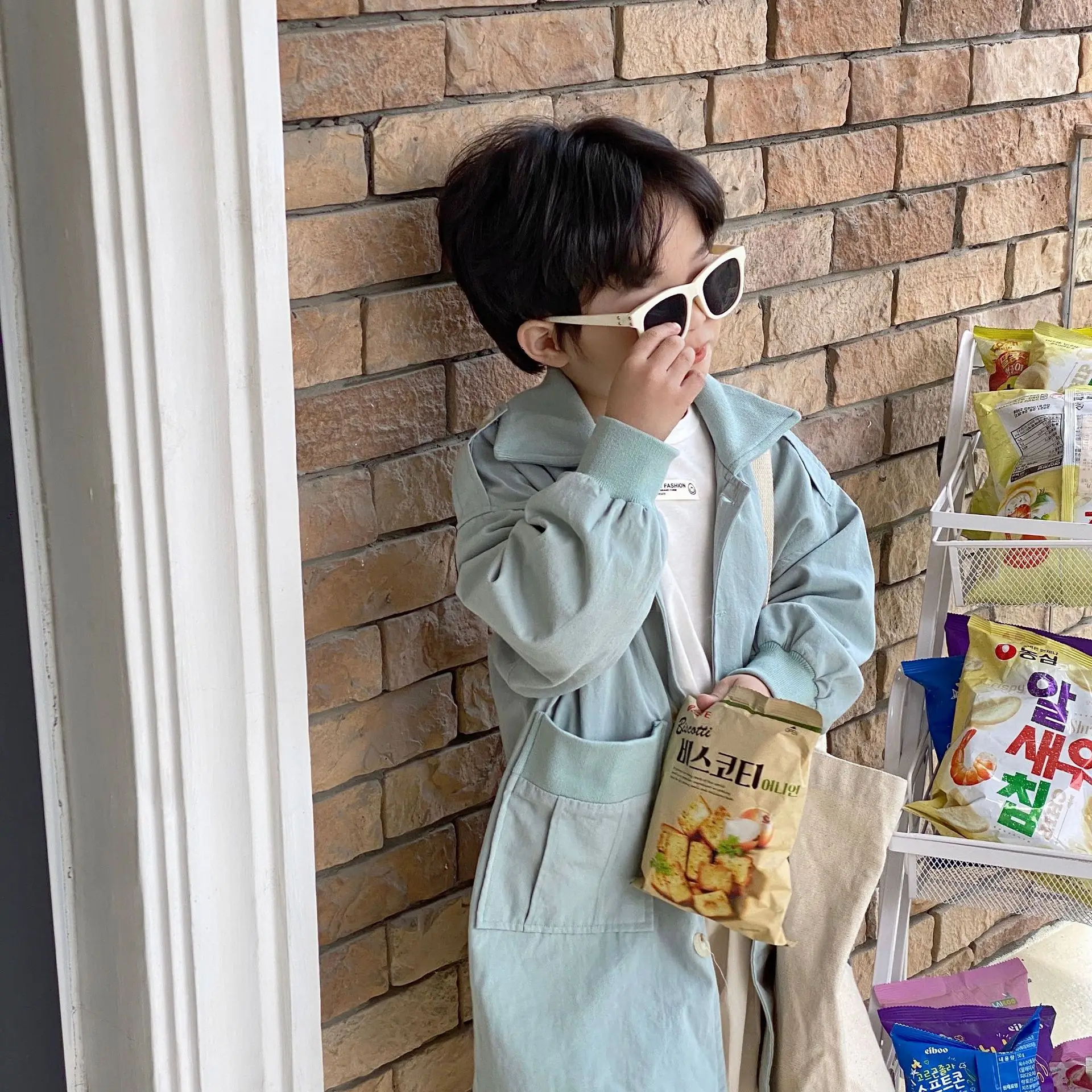 

Spring And Long Outerwear Solid Autumn Girls Korean Color Style Style Boys Windbreaker Cotton Trench Oversized Jackets