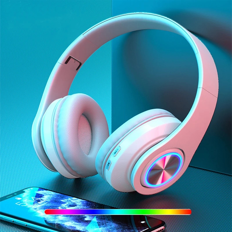 

Headsets Gamer Headphones Blutooth Surround Sound Stereo Wireless Earphone USB with MicroPhone Colourful Light PC Laptop Headset