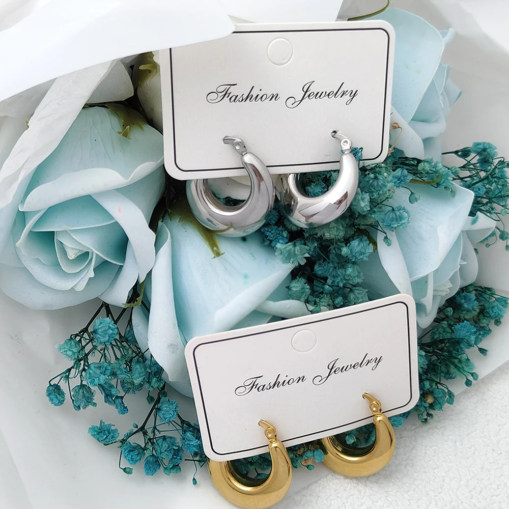 

Smooth Round Chunky Hoop Earrings for Women Girls Gold Plated Wide Thick Geometric Metal Statement Earrings Vintage Jewelry Gift