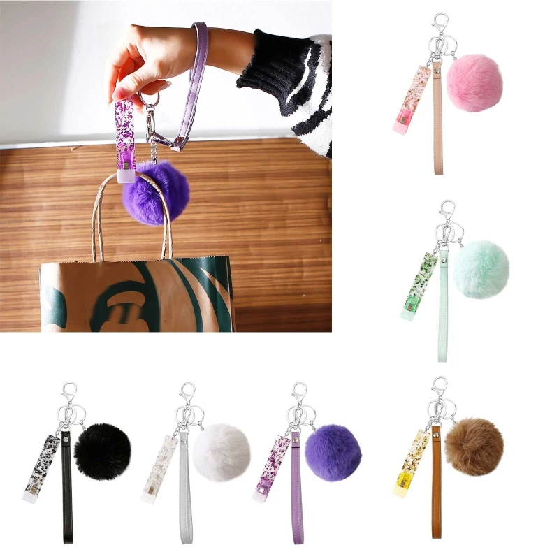 

Credit Card Puller with Plush Pompom Wristlet Keychain Bank Card Grabber ATM Keychain Card Clip For Long Nails Ornament