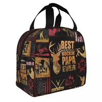 flag wolf deer insulated lunch bags print food case cooler warm bento box for kids lunch box for school