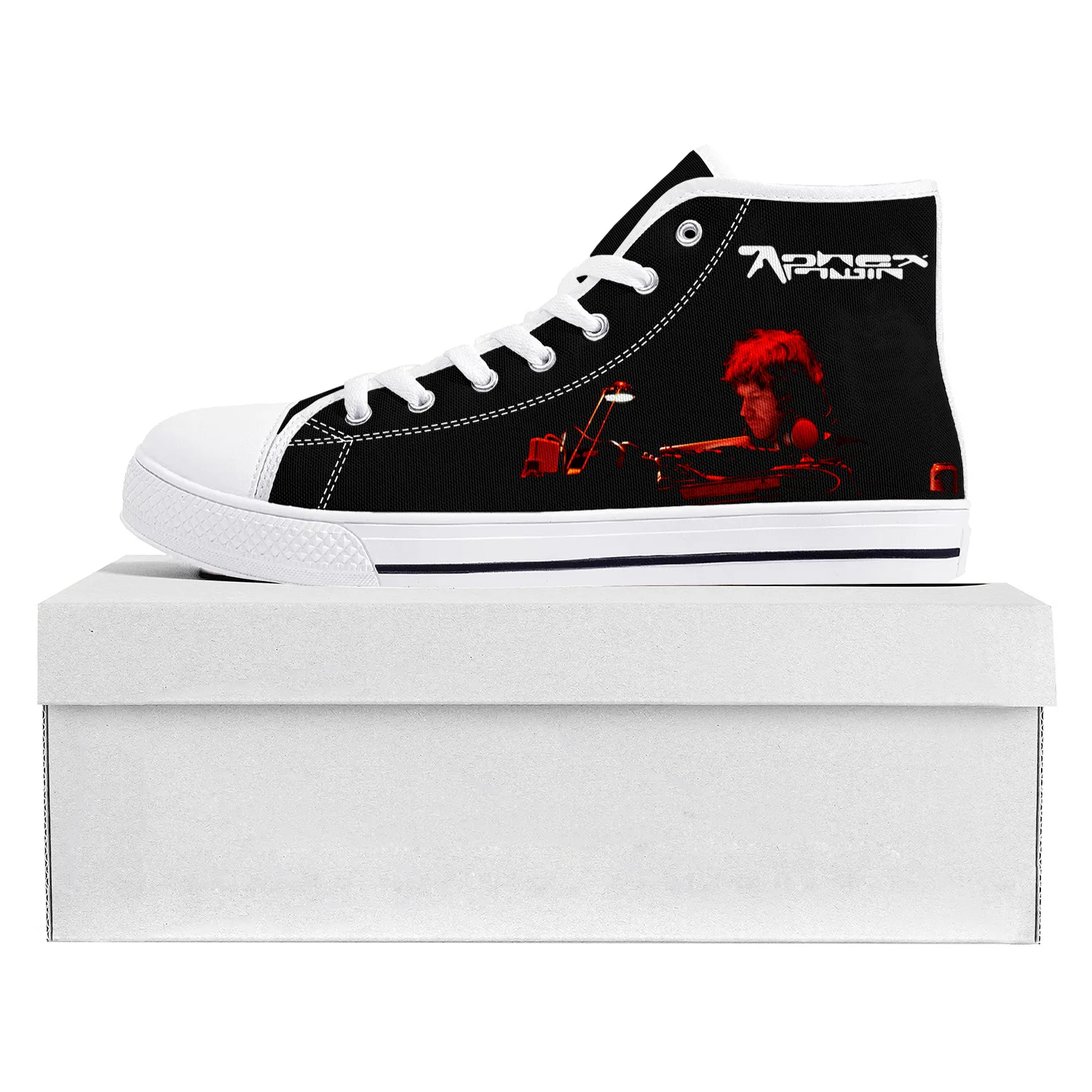 

Aphex Twin Electronic Music DJ Mixer High Top High Quality Sneakers Mens Womens Teenager Canvas Sneaker Couple Shoe Custom Shoe