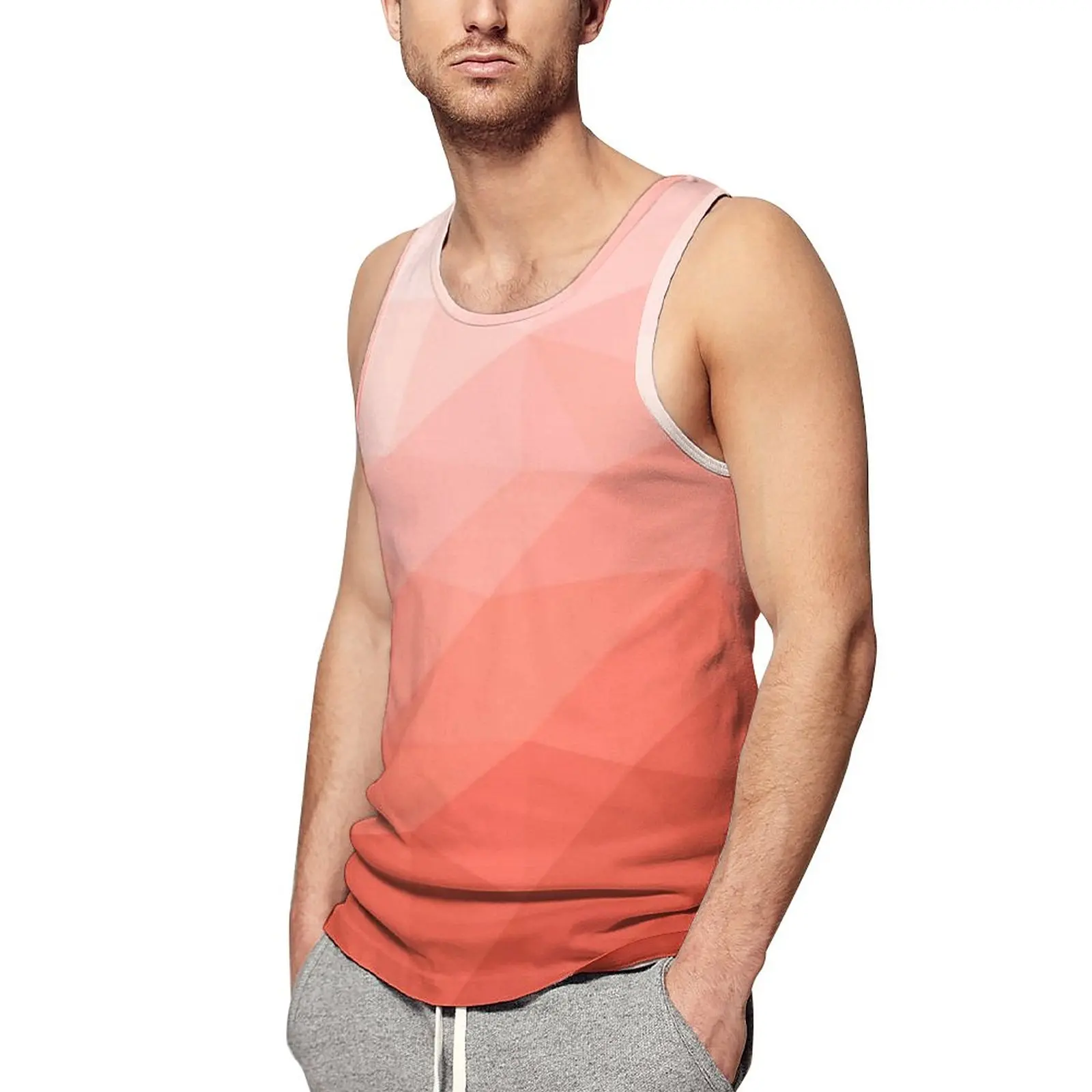 

Mesh Ombre Tank Top Men Geometric Print Bodybuilding Oversize Tops Summer Sportswear Graphic Sleeveless Vests
