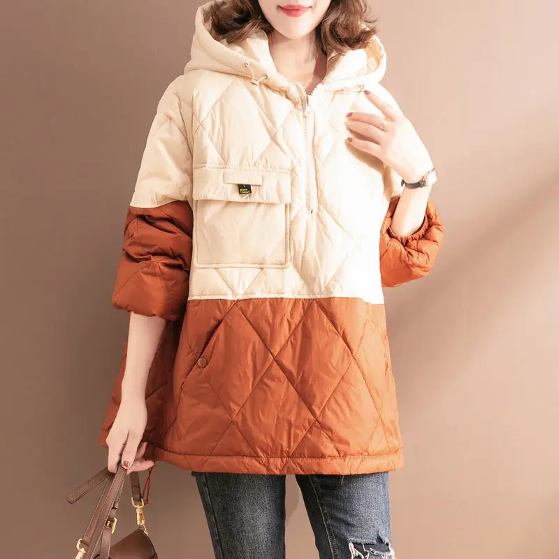 Womens Hooded Padded Jacket Autumn Winter Warmth Parka Jacket Coat Free Shipping Pullover Wholesale Plus Size Loose Leisure New
