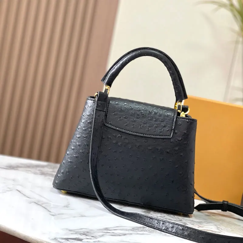 Luxury Fashion Tote Bag Classic Versatile Shoulder Bag Ostrich Pattern Genuine Leather Handbag Women's Bag Crossbody Bag Purse
