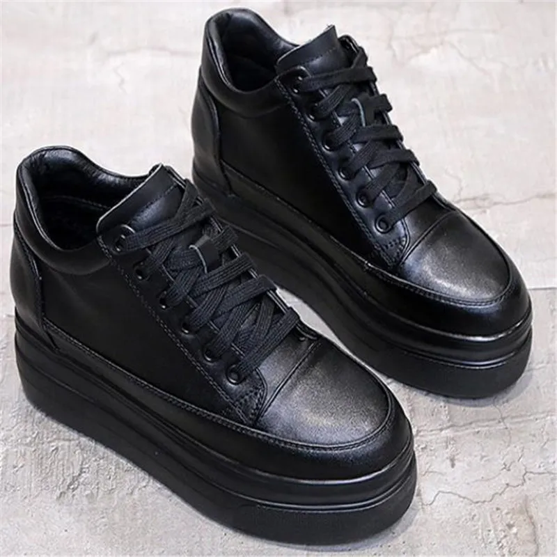 

Good Quality 35-39 Spring Casual Solid Women Shoes Pu Leather Lace-Up Loafers Platforms British Style Ladies Oxfords