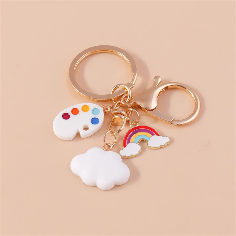

Cute Colorful Rainbow Keychains Resin Clouds Charms Keyrings Souvenir Gifts for Women Men Car Key Handbag Pendants Key Chains