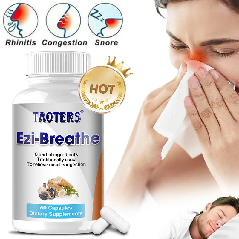

Taoters Ezi-Breathe Sinus & Lungs Respiratory Supplement - Helps Protect, Clean & Repair Nasal Mucosa - 6 Herbal Ingredients
