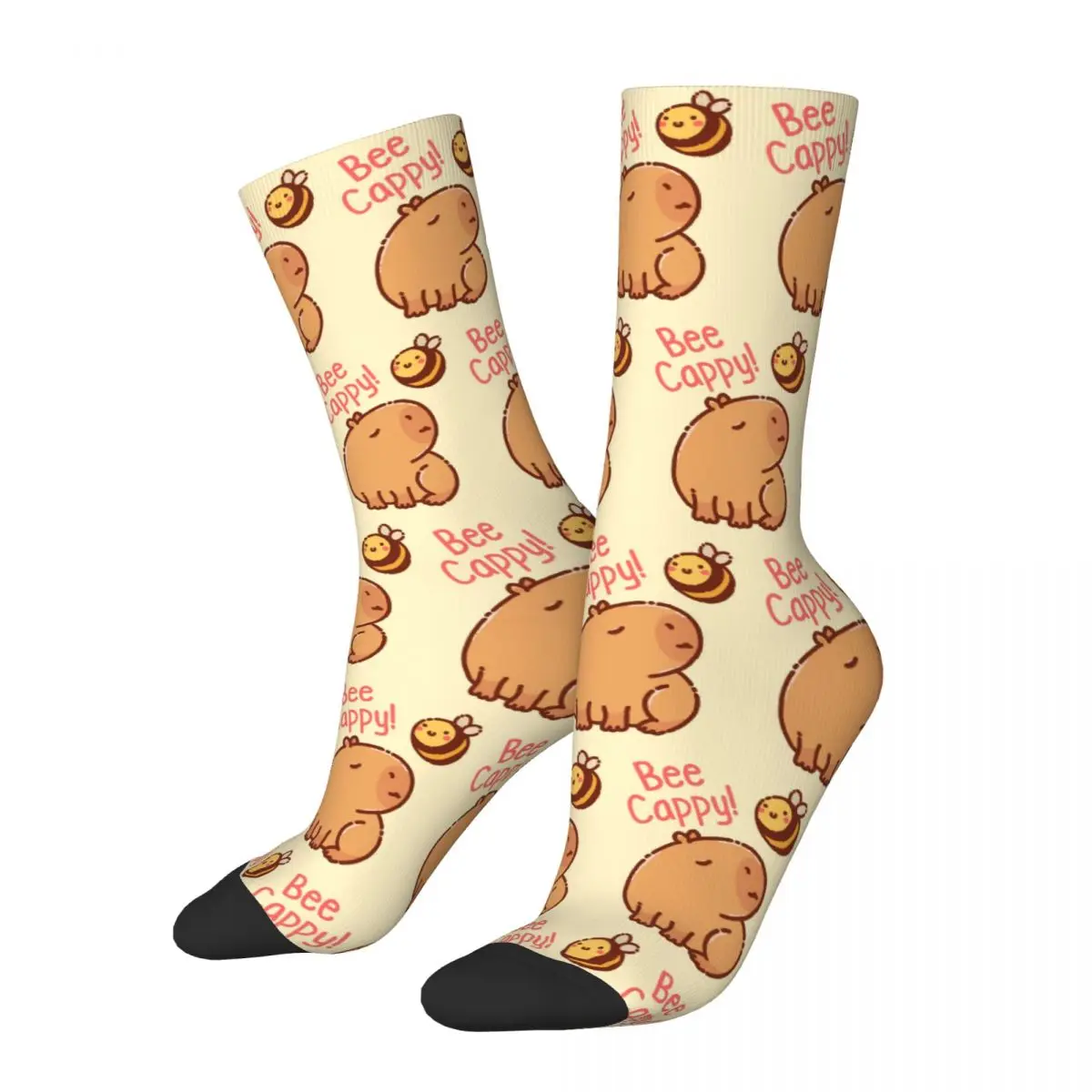 

Men's Bee Cappy Capybara Happy Socks Cotton Casual Socks Hip Hop Merch Middle TubeCrew Socks Birthday Present