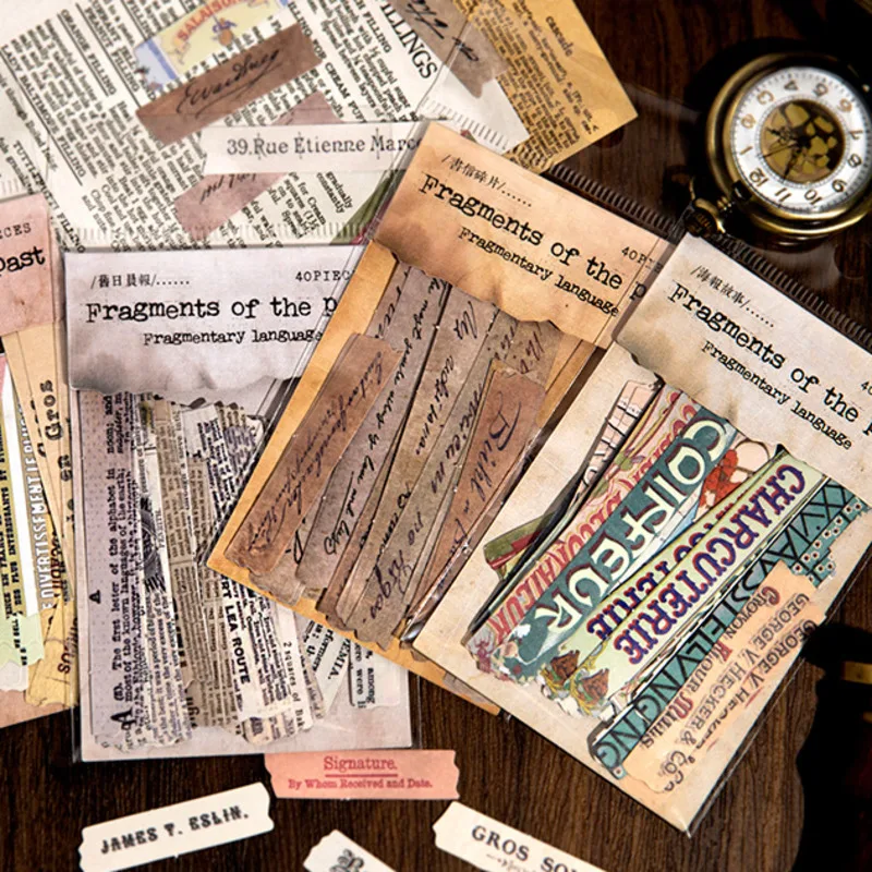 

40 листов, старые фрагменты, серия, винтажные декоративные клейкие наклейки, скрапбукинг, «сделай сам», дневник, альбом, Стик, этикетка, подар...