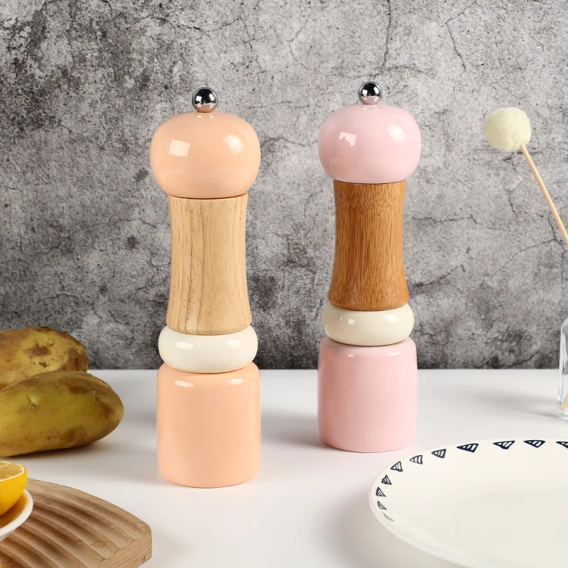 

Manual Wooden Grinder Salt And Pepper Mill Multi-Purpose Cruet Kitchen Tool With Ceramic Grinder for Kitchen Household