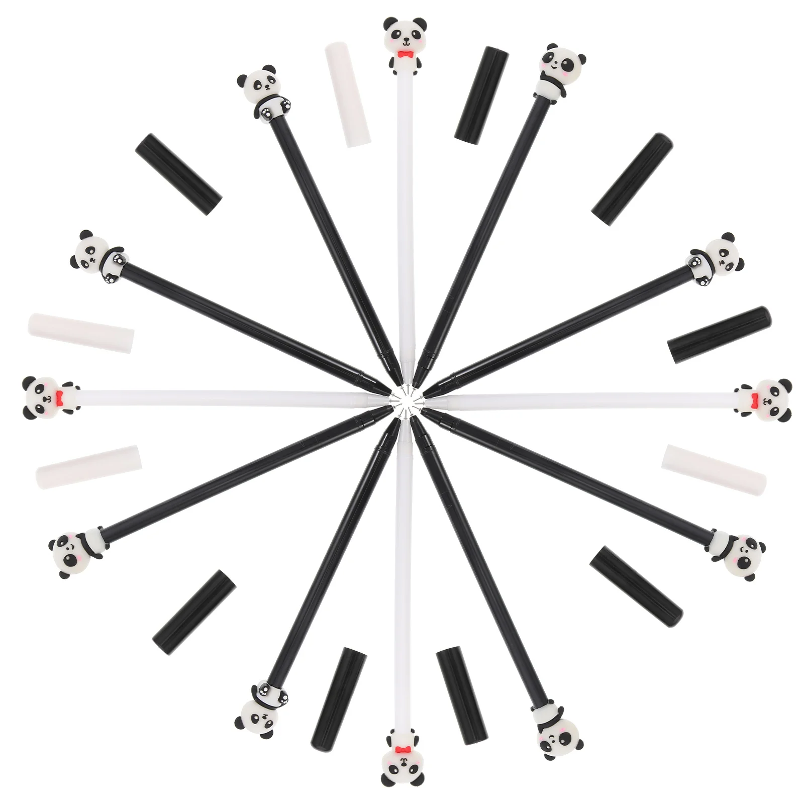 

12pcs Plastic Ink Pens Portable Signature Pens Creative Panda Designed Pens