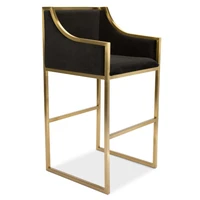 hot sales stainless steel high foot chair velvet upholster bar stool counter bar chair for home hotel