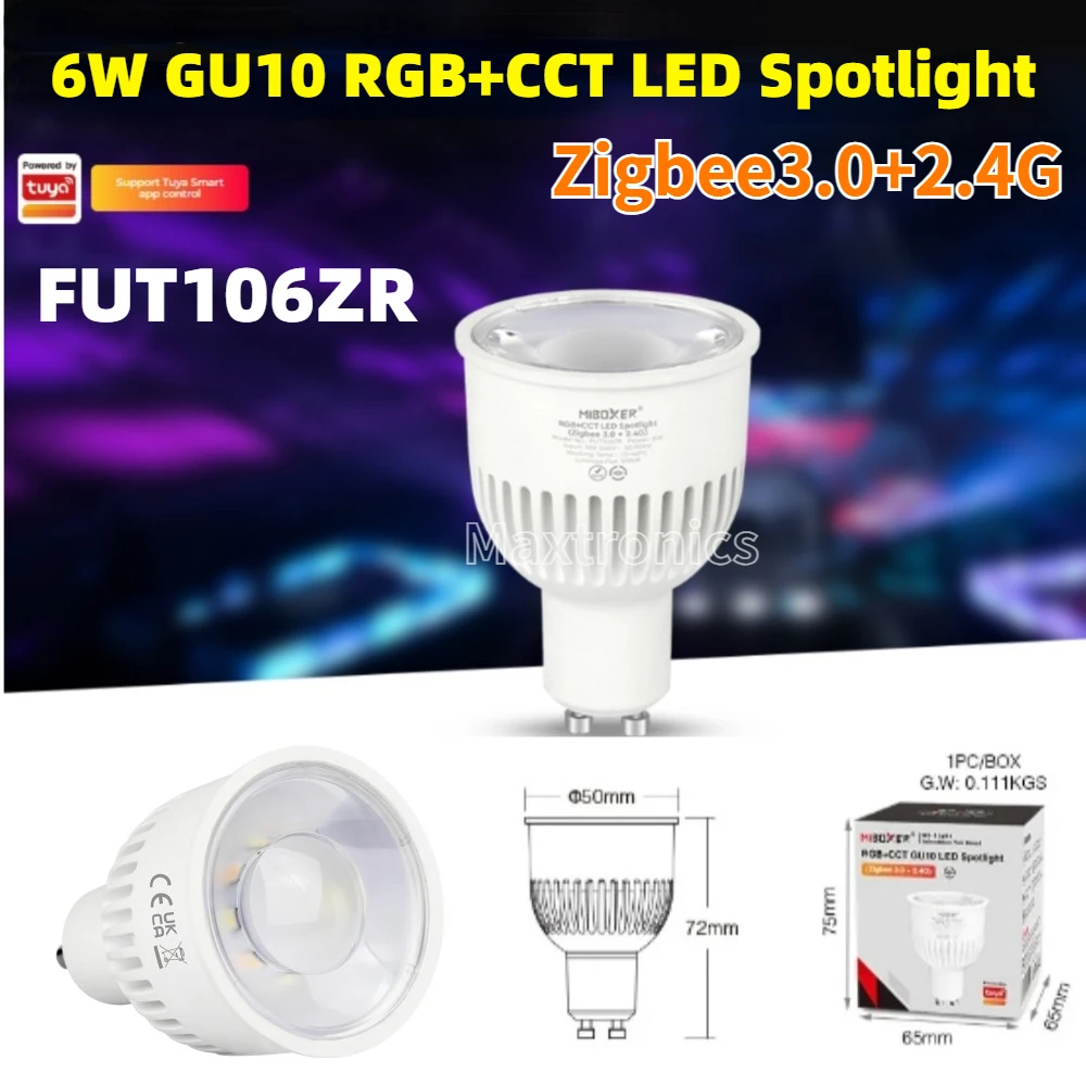 Miboxer FUT106ZR Zigbee 3 0 + GRF умные трубки 6 Вт GU10 RGB CCT яркость/цветовая температура