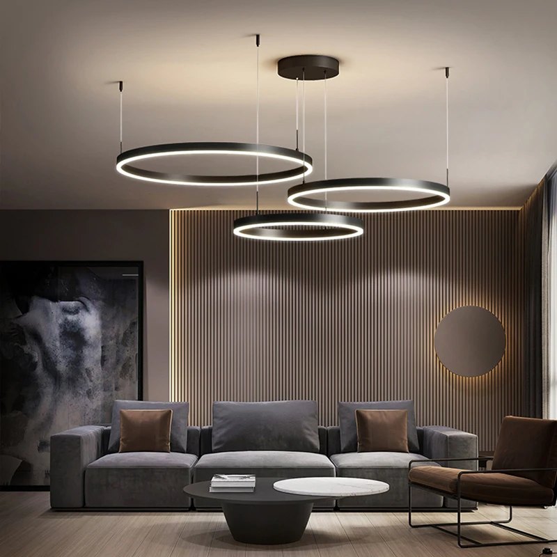 Современная простая черная светодиодная Люстра для гостиной столовой кухни