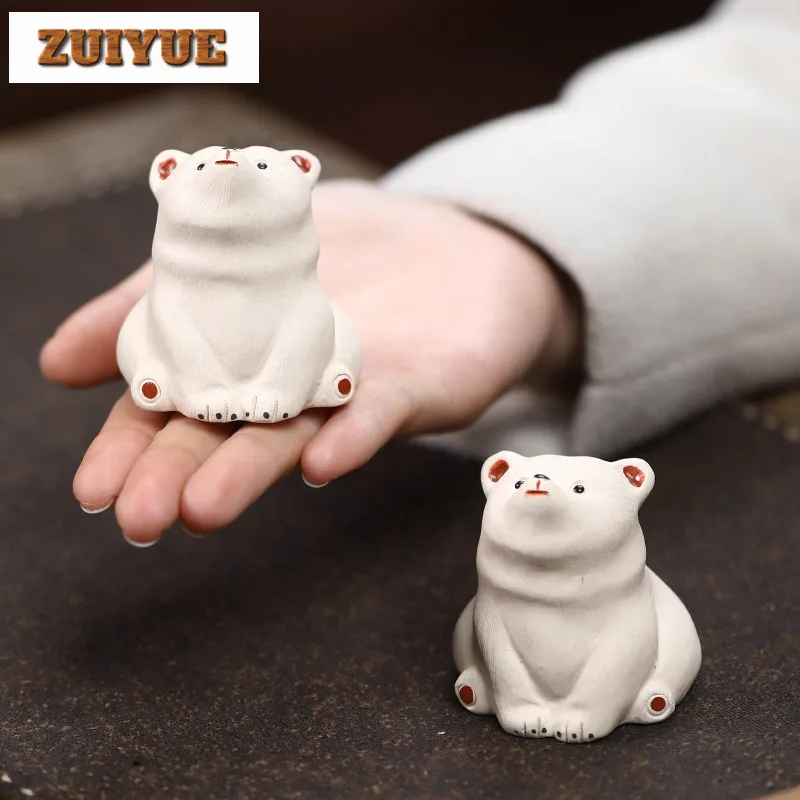 Милый белый медведь фиолетовая глина животное панда чайное ручной работы