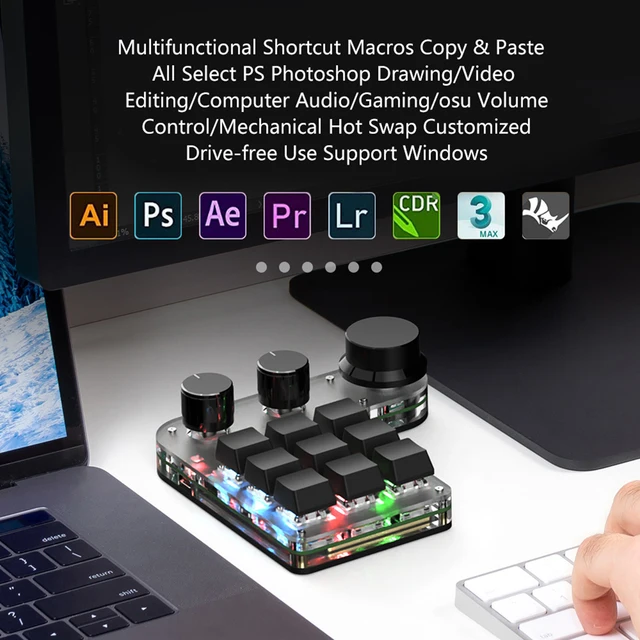 Wireless/USB Programming Macro Custom Knob Keyboard RGB 3/6/9/12 Key Copy Paste Mini Button Gaming Keypad Mechanical Macropad 2