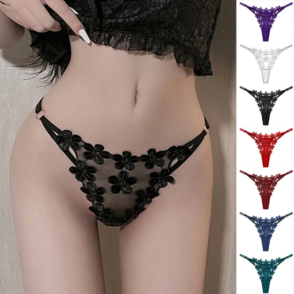 

Woman's Panties Ladies Lace Underwear Sexy Thong Adjustable Strap G-String Knickers Mesh Clothes Sensual Lingerie