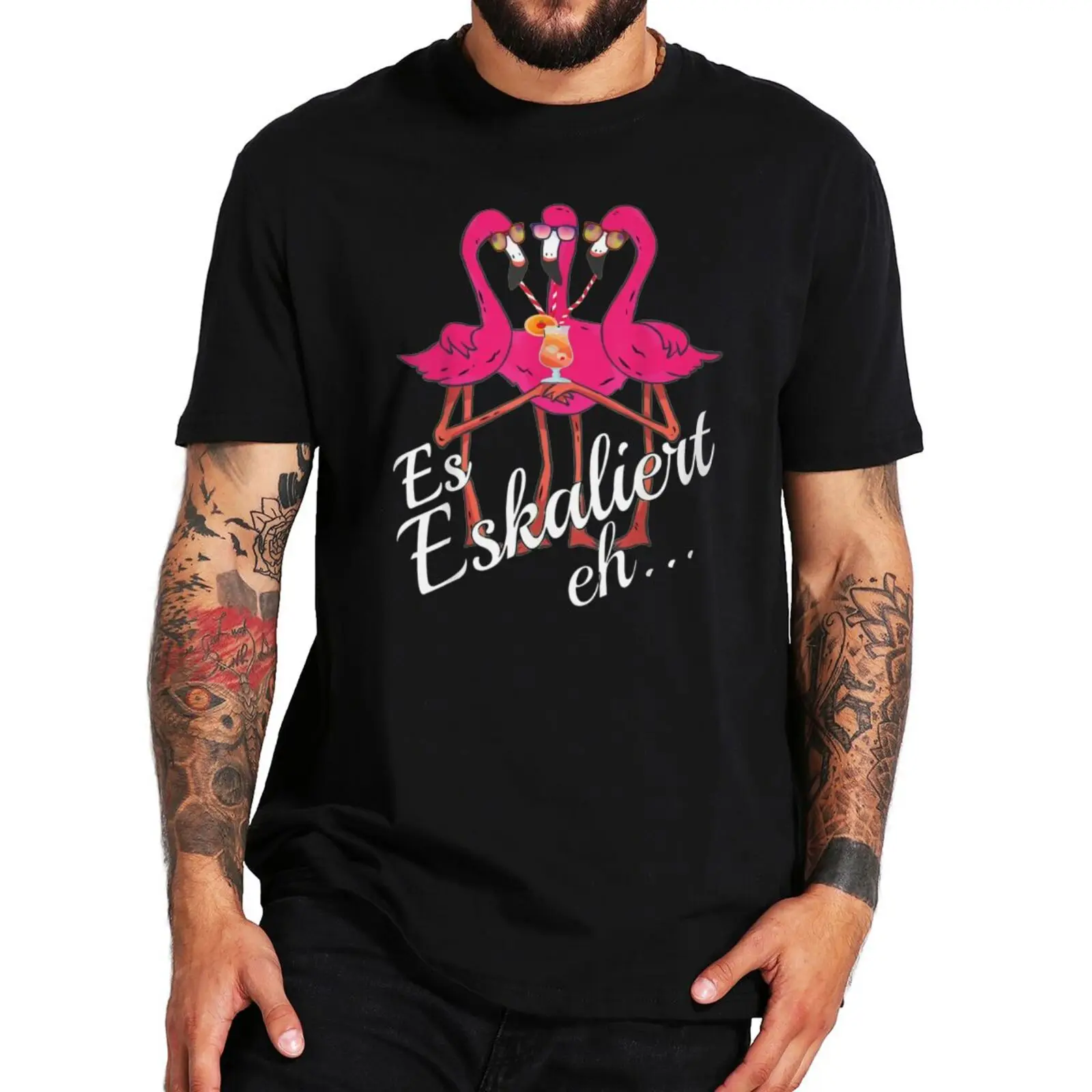 

Kaos продолговатый Eh Pesta Bujangan Kaus Musim Panas Lucu Flamingo 100% Katun Ukuran UE Kaus Lengan Pendek