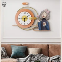acrylic wall clock with led light nordic modern design wall clock mute single face cartoon girl creative clocks home decor zegar