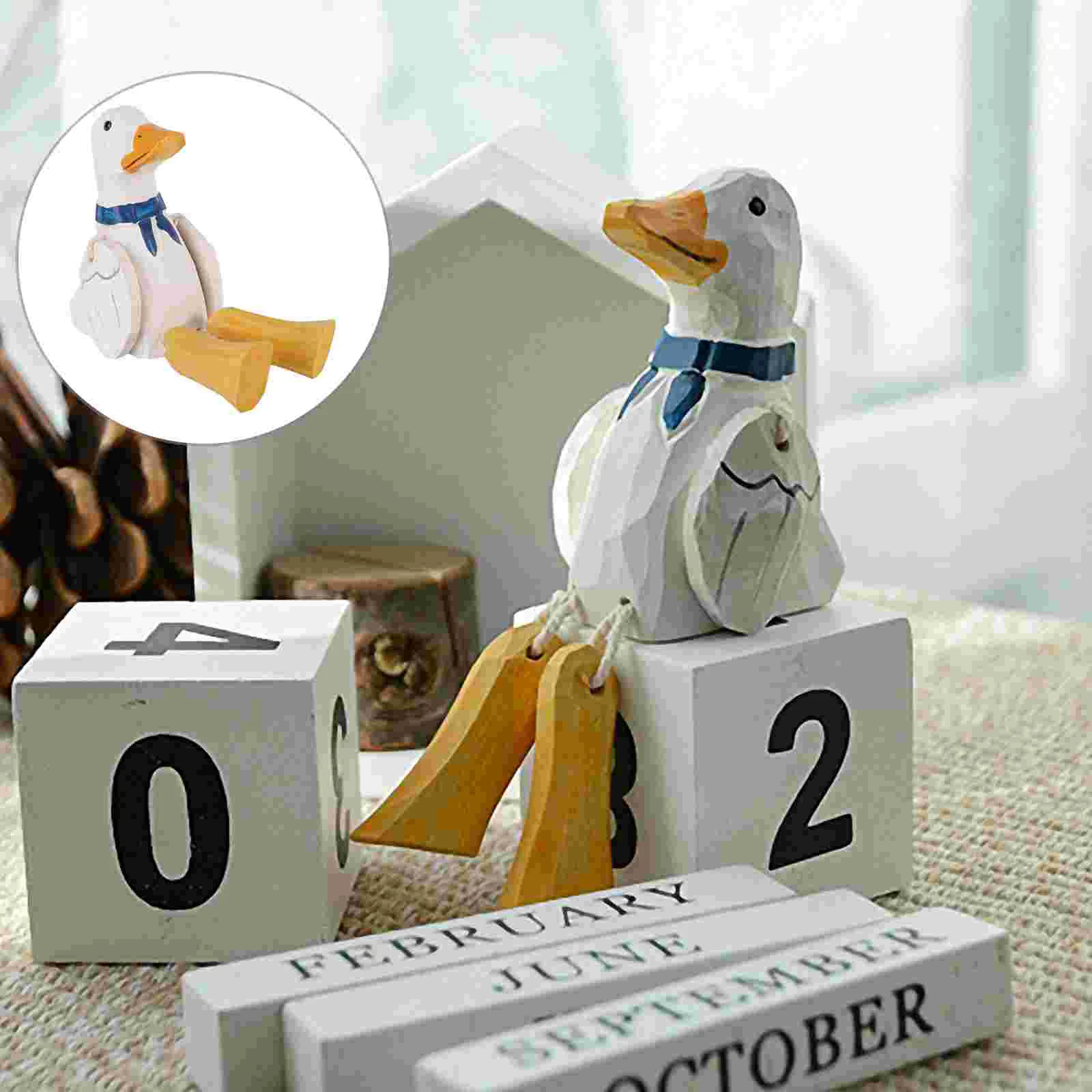 

Duck Table Stand Wooden Animal Crafts Note Statue Ornaments Sculpture Holders Decor Ornament Wood Easter Holder Memo Figurine