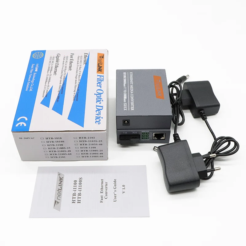 1 Pair Gigabit Fiber Optical Media Converter 10/100/1000Mbps Fiber Transceiver Single Mode Single Fiber SC Port