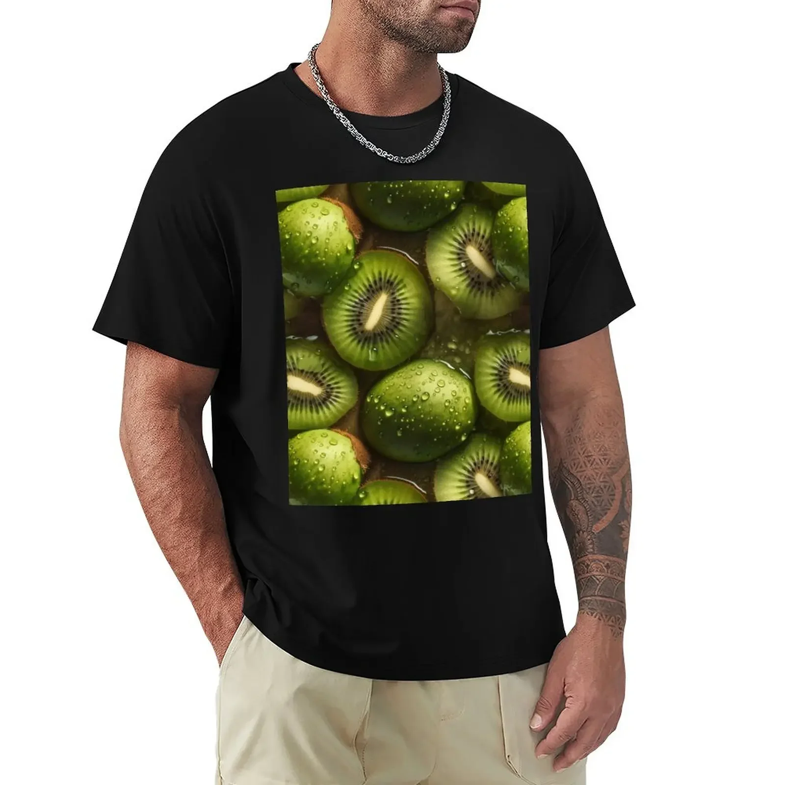 Блестящая футболка с фруктами киви и суперреализмом синяя арховая для мальчиков