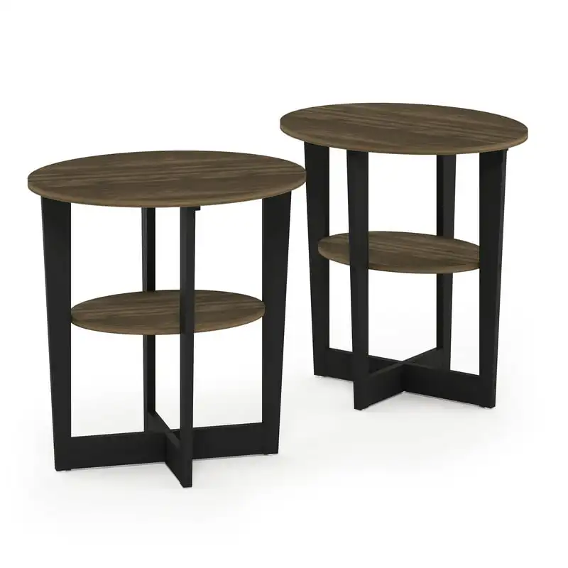 

JAYA Oval End Table, Set of Two, Columbia Walnut/Black Simple and Modern Simple and Modern Coffee Table Coffee Table Furniture