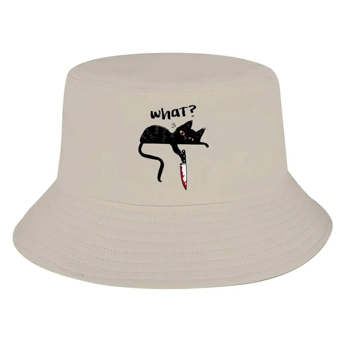 

Pew Pew Madafakas Cat Animal Bucket Hat With Knife Men's Women's Fisherman Cap Hip Hop Beach Sun Fishing Hats