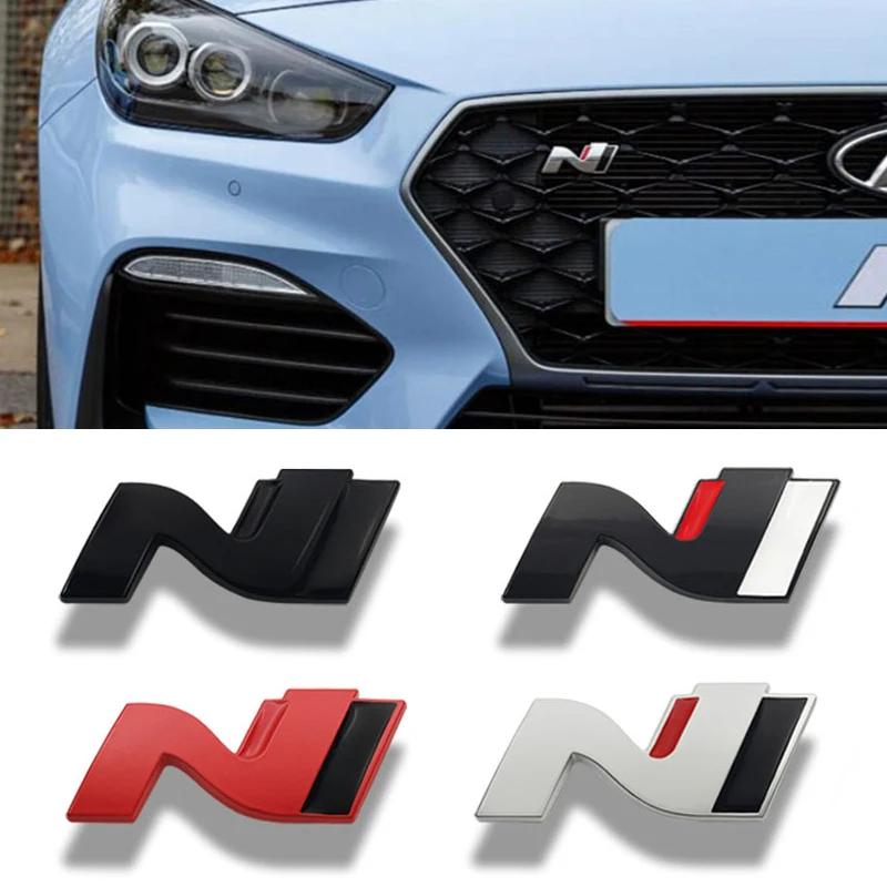 Металлическая 3d-наклейка N с эмблемой решетки для Hyundai LINE i30 i20 Sonata Accent Tucson Elantra IX35